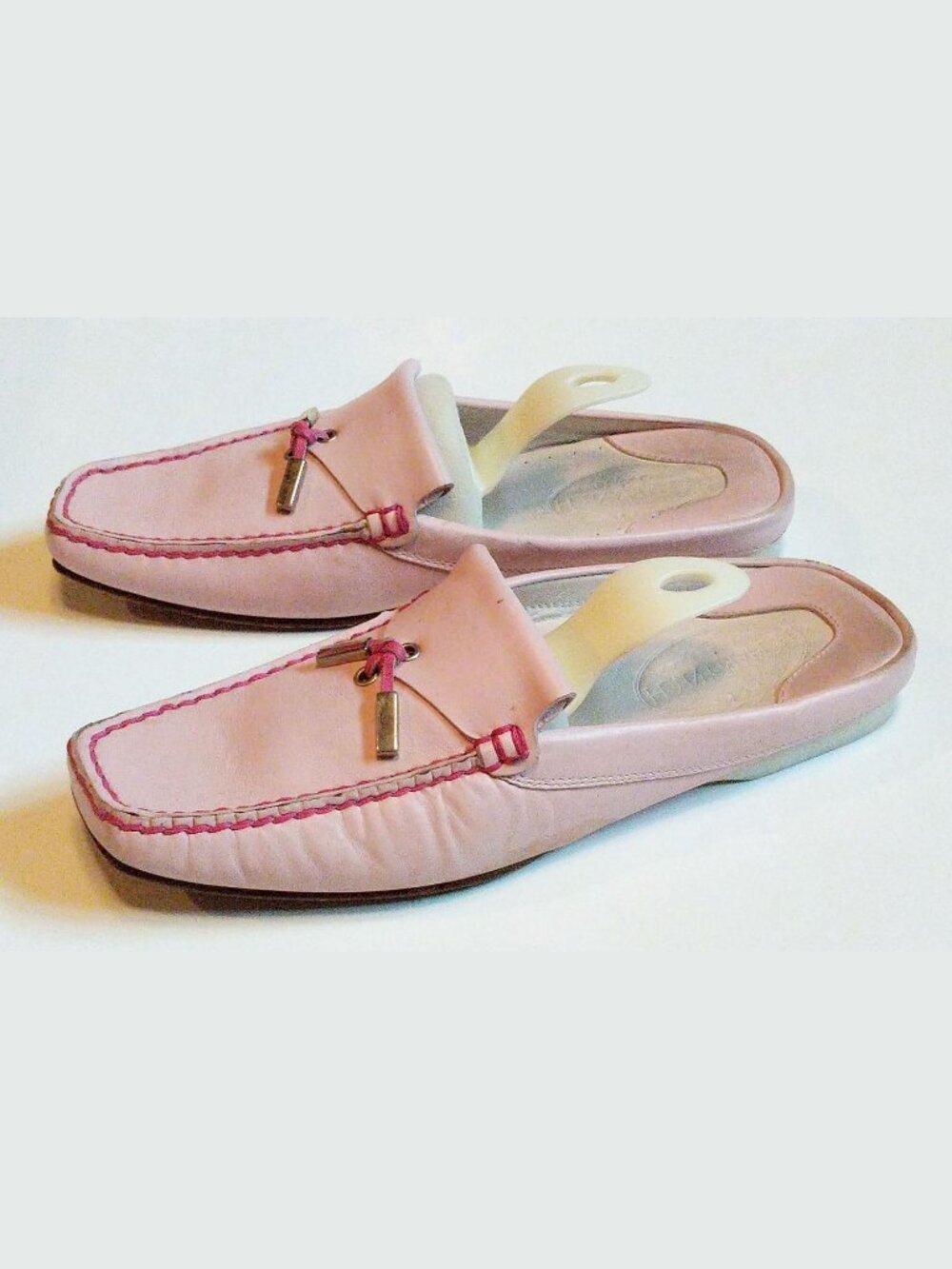 Richard Zech Collection Women's PINK Leather Mules Flats Moccasins Loafers 8M